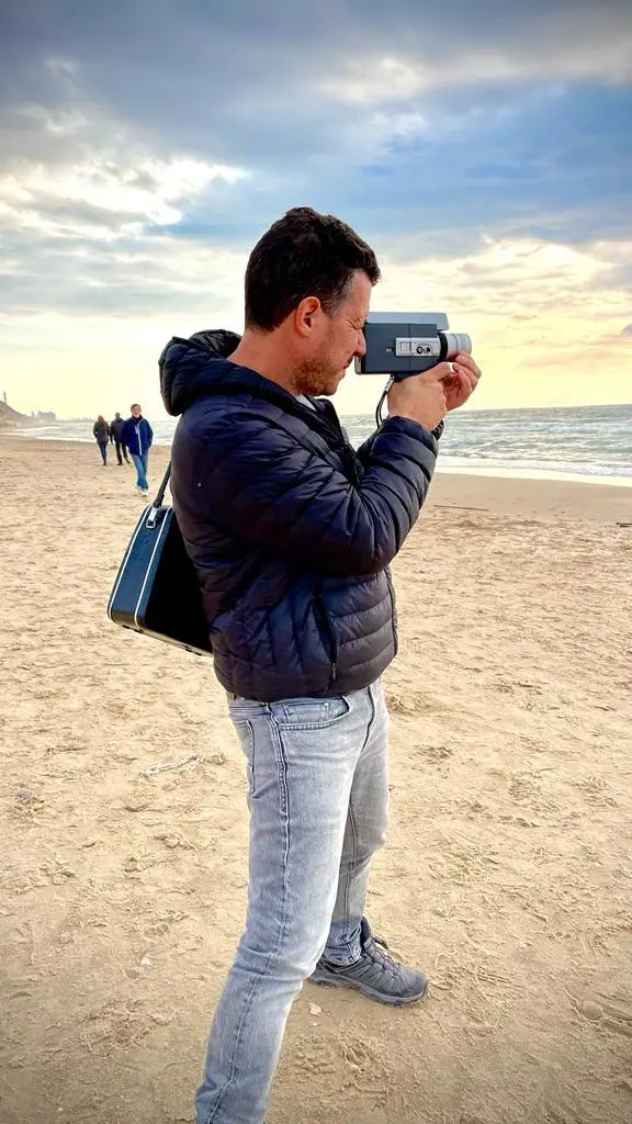 Filming on the beach