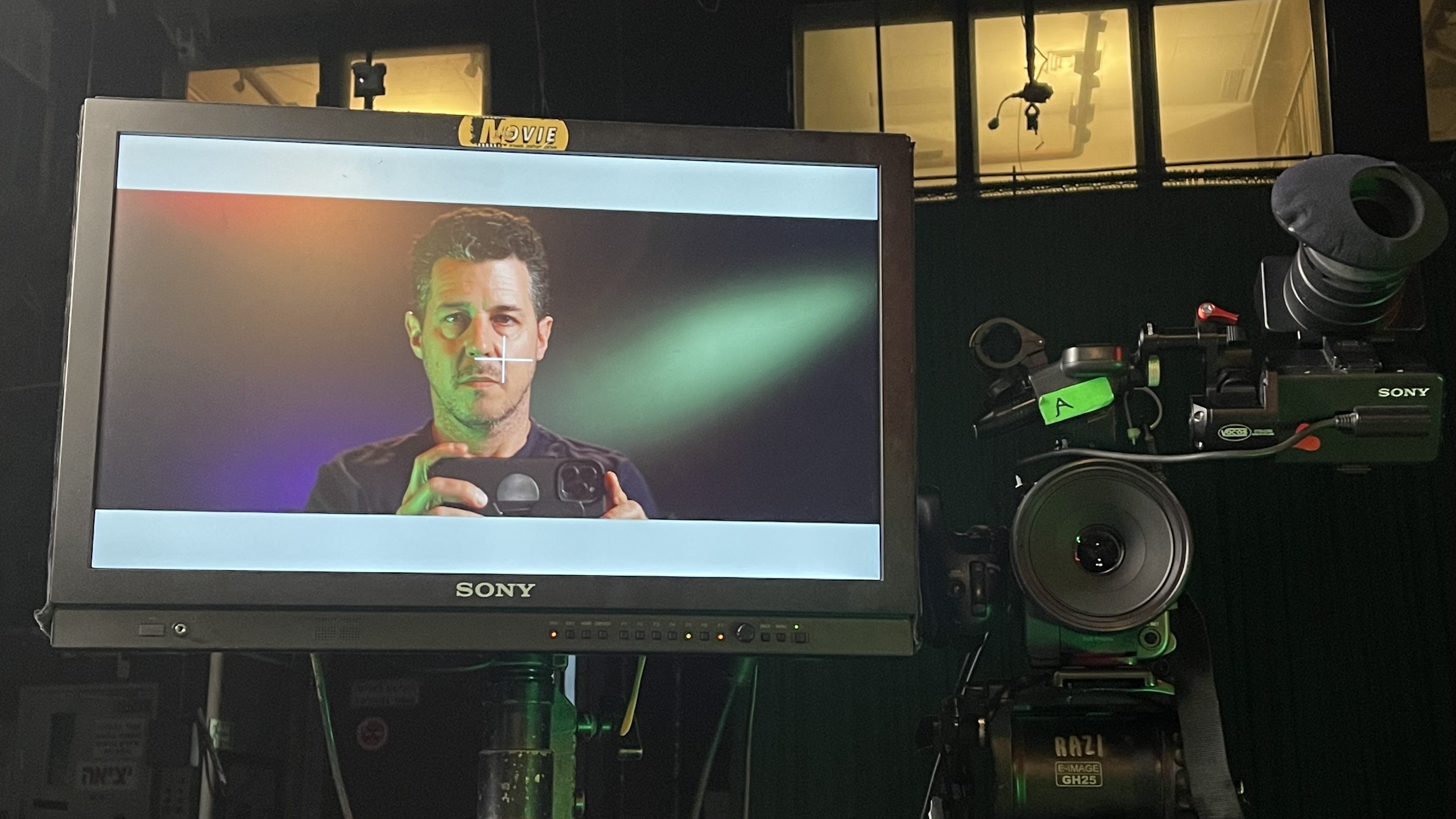 On monitor in studio