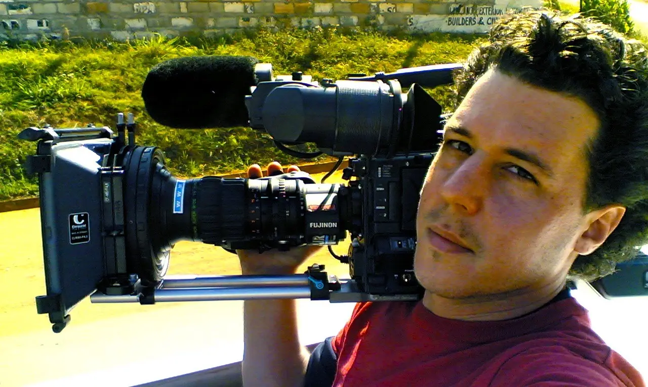 On set — close-up with camera